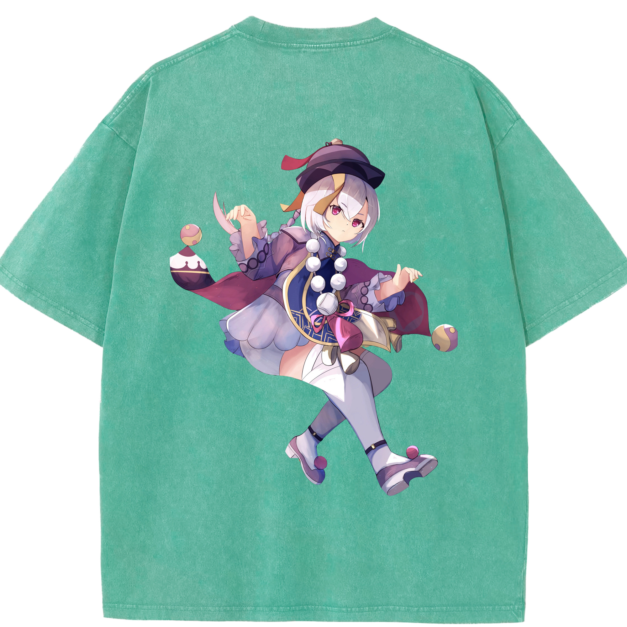 げんし神 七七 なな  genshin Nana 綿100% ヴィンテージ風 半袖Tシャツ（背面プリント）